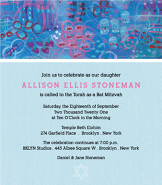 Blue Pink Abstract Top Bat Mitzvah Invitation